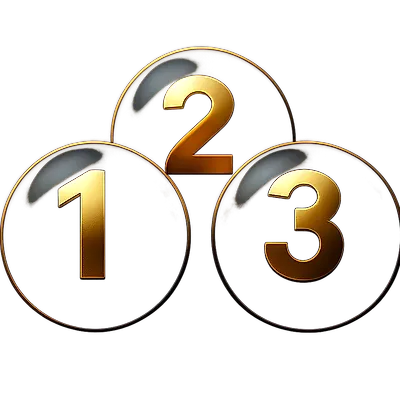 Golden numbered lottery spheres icon on online cricket betting ID