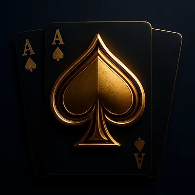 Golden spade emblem and poker cards icon on verified cricket ID