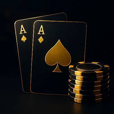 Playing cards and golden casino chips icon for table games on cricket ID