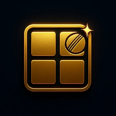 Golden four-tile grid glyph for all verified cricket ID and casino games