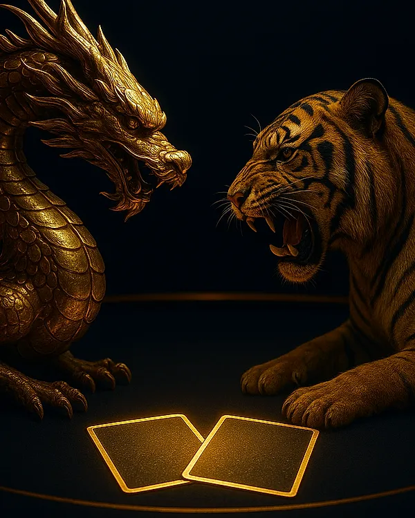 Dragon Tiger cards tile with golden dragon and tiger emblems
