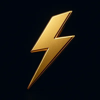 Flat 3D gold lightning bolt icon for fast UPI withdrawals on cricketbettingid.net